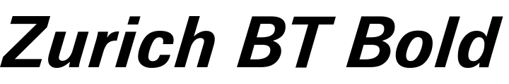 `Zurich BT Bold Italic` Preview