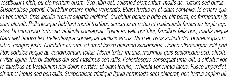 `Helvetica Neue LT Std 47 Light Condensed Oblique` Preview