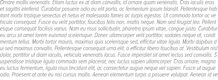 `Proxima Nova Thin Italic Condensed` Preview