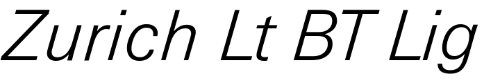 `Zurich Lt BT Light Italic` Preview